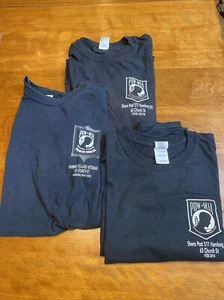 3 POW MIA T Shirts 1 NEW 2 USED USA Veterans Black Short Sleeve Different Backs - Picture 1 of 7