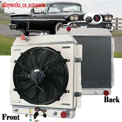 For 1958 Chevrolet Impala Caprice Belair 4 Row Radiator Shroud Fan Relay ALLOY - Image 1 of 4