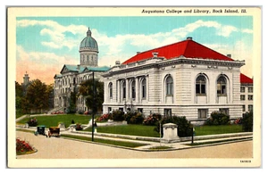 Postcard IL Illinois Rock Island Augustana College and Library Linen Unposted - Picture 1 of 2