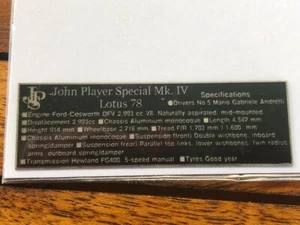 Display Emblem, Lotus 78,  no MFH,  Model Factory Hiro,1/20 - Bild 1 von 2