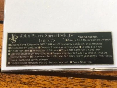 Display Emblem, Lotus 78,  no MFH,  Model Factory Hiro,1/20 - Bild 1 von 2