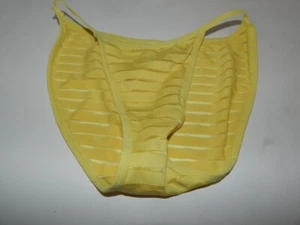 Gelber S/5 transparente Streifen Höschen Markenlos Sissy String Bikini - Bild 1 von 4