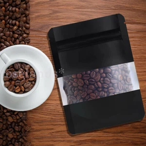 25/50/100pcs Window Pouches Black Matt Stand up Foil Bag Heat Seal Food Zip Lock - Picture 1 of 9