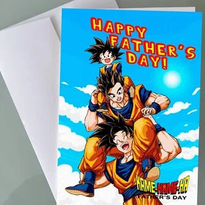 Dragon Ball Z Father's Day Card - Goku, Gohan & Goten Father's Day gift - Picture 1 of 4