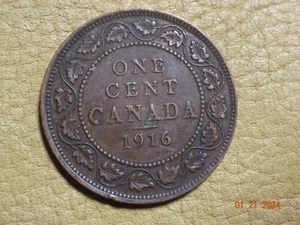 Moneta da un centesimo canadese 1916 Re Giorgio Canada - Foto 1 di 2