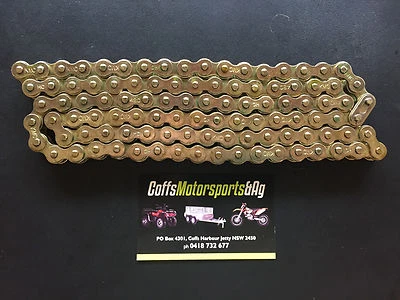 Cadena de moto 428 paso dorado 100 eslabones traje Honda CB 125 J CB125J, etc.  Foto 1 de 2