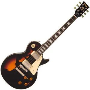 Vintage V100 Icon Chitarra elettrica - Nero effetto invecchiato over Sunburst - Foto 1 di 12