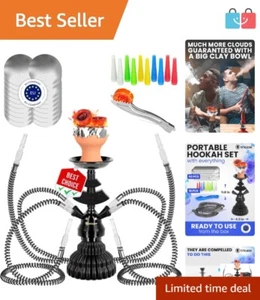 Complete Portable Hookah Set with 4 Hoses & Accessories - Perfect for Friends - Picture 1 of 11
