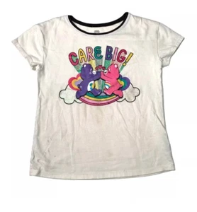Care Bear T Shirt Top Girl 7 Medium M White Shirt Sleeve Cotton - Picture 1 of 3