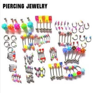 105pcs Wholesale Bulk lots Eyebrow Jewelry Belly Body Piercing Tongue Bar Ring - Picture 1 of 12