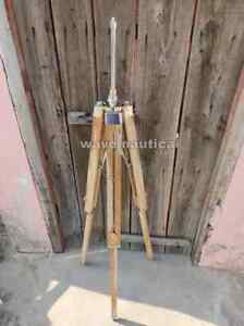 Marine Nautical Teak Wood Vintage Floor Lamp Wooden Tripod Stand Without Shade, 