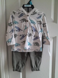 Carters Baby Boy Dinosaur hooded 2 Piece Pants Set Size 3-6 Months New - Picture 1 of 5