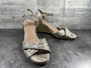 Cole Haan Air Espadrille Sandals Women 11B Shoes Beige Black Wedge Snake Strap - Picture 1 of 22