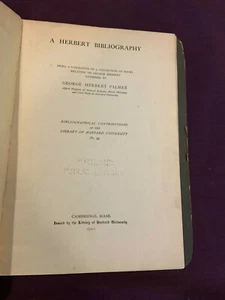 A Herbert Bibliography by George Herbert Palmer 1911 - Picture 1 of 2