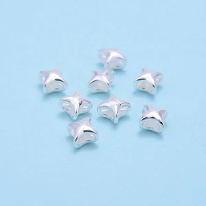 925 Sterling Silver Hollow Four-pointed Star Beads Size 5mm 6 Pieces Per Bag - Picture 1 of 3