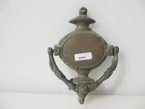 Antique Brass Door Knocker Flower Floral Rams Head Rococo Leaf Vintage Old - Picture 1 of 12