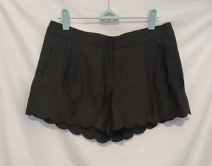 Intermix Alex Lane Scallop Shorts Women Petite Black Formal Evening 100% Silk - Picture 1 of 11