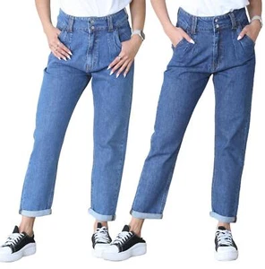 MYT Damen Boyfriend Jeans High Waist Plissee Front Tapered Leg Denim Hose - Bild 1 von 14