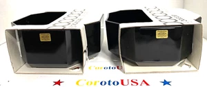Arcoroc France Octagon Shaped Bowls Set Of 2 Octime 1980s VTG Black Glass NEW - Picture 1 of 3