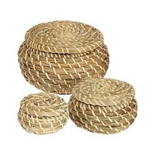 3Pcs Round Seagrass Box Woven Seagrass Baskets for Home Kitchen Small Towels