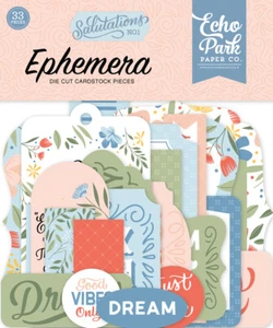 1 Pack of Echo Park Paper SALUTATIONS No. 1 Die Cut Ephemera Pieces - Picture 1 of 3