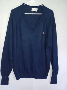 Suéter Vintage Christian Dior Monsieur Cuello en V Azul Talla Grande Hecho en EE. UU. Logo - Imagen 1 de 7