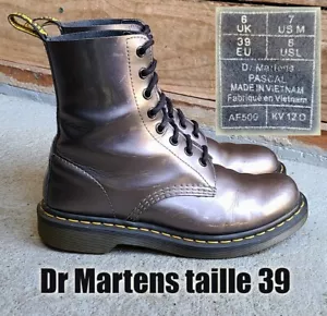Dr MARTENS "Pascal" taille 39 UK6 Argent 1460 - Imagen 1 de 15