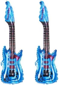 2 Stück Aufblasbare Luftgitarren Folienballon 80 cm Luftgitarre Air Guitar blau - Bild 1 von 2