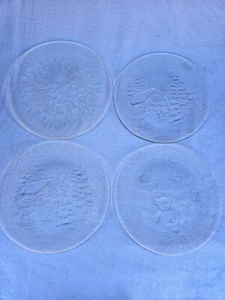 4 Vintage Christmas Glass Embossed 14" Round Serving Tray Platters - Picture 1 of 5