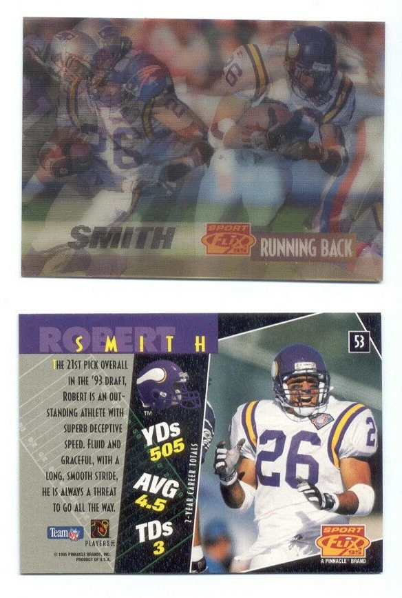 1995 Sportflix 3-D ROBERT SMITh Minnesota Vikings Card - Image 1 of 1