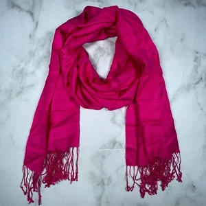 Mantón bufanda borla sensación seda suave rosa caliente - Imagen 1 de 5