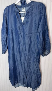 Ann Klein Women DRESS M Blue Pullover Soft Chambray Comfort Designer NEW - Picture 1 of 13