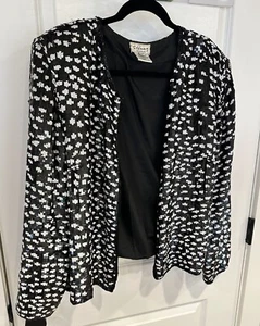 Stenay Woman Evening Jacket Sequin Vintage Formal Black White - Picture 1 of 4