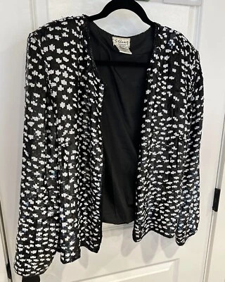 Chaqueta de Noche Stenay Mujer Lentejuelas Vintage Formal Negra Blanca Foto 1 de 4