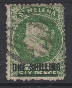 St Helena QV 1864-80 1 deep yellow-green TYPE B p12½ used sg18 - Picture 1 of 2