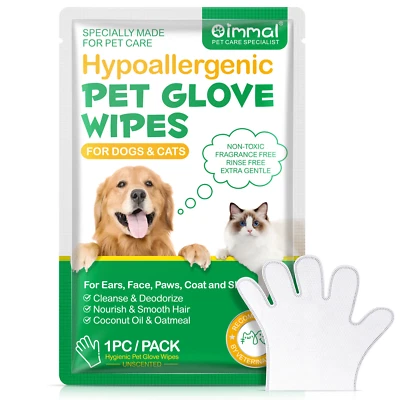 CAT & DOG PET GROOMING WET GLOVE Wipe Wash Free Cleaning Soothing Nourishing - Image 1 of 4