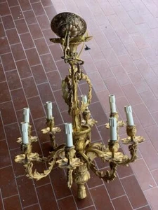 Lampadario a sospensione classico in Ottone 8 bracci - Foto 1 di 1
