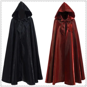 Lady Men Hooded Cape Cloak Tops Robe Party Fancy Dress Halloween Cosplay Glitter - Picture 1 of 15