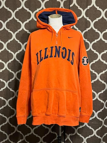 Vintage Nike Illinois Fighting Illini Sweatshirt Hoodie NCAA Adult Size L/XL Cover