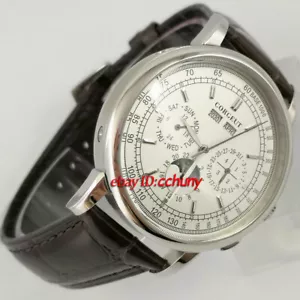 Reloj automático para hombre Corgeut 42 mm esfera blanca fecha día fase lunar multifunción - Imagen 1 de 6