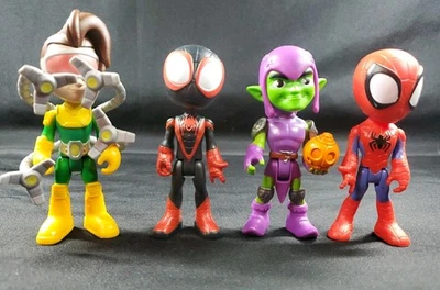 Lote de bonecos de ação Marvel Spidey and His Amazing Friends 4” Goblin Doc Ock Miles - Imagem 1 de 4