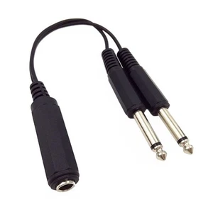 6.35mm 1/4 inch TRS Stereo Female to 2 Dual 1/4 Inch TS Mono Male Y Splitter ... - Picture 1 of 3