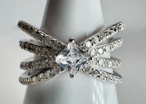 Size 9 Bomb Party Ring- RBP5683 The Sterling Club - Cubic Zirconia on .925 - Picture 1 of 6