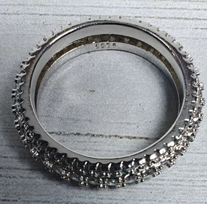 White Crystal Infinity Band Ring Sterling Silver Round Cut 925 Size 9 - Picture 1 of 4