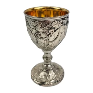 Antique Silver Plated 3.2″ Ornate Mini Goblet Chalice – Hallmarked Collectible - Picture 1 of 9