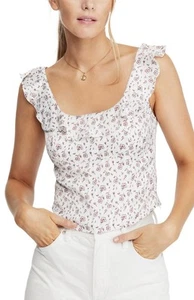 Free People Stay With You Floral Stain Cropped Tank Top Size Small - Picture 1 of 9