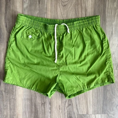 Винтажные мужские плавки 1960-х размер M 32-34 дюйма талия зеленая подкладка шнурок короткие - Изображение 1 из 4