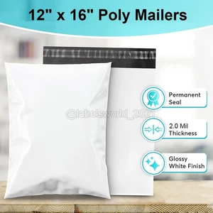 Sobres de envío de polietileno de 100-1000 piezas de 12" x 16" bolsas de correo autosellantes - Imagen 1 de 8