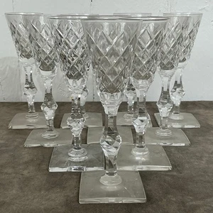 Juego de 10 copas vintage de flautas de champán Hawkes Delft diamante años 30 Nueva York 6" - Imagen 1 de 6