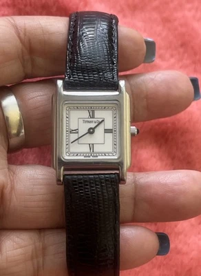 Tiffany & Co Vintage Portfolio Watch Ladies Rare Square White Roman Dial Quartz - Image 1 of 4